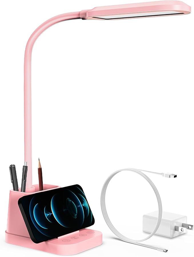 AXX Pink Cute Desk Lamp with USB Charging Port for Kids Teen Girls Women | Kawaii, Small, LED, 650LM, for College Dorm Room Bedrooms, Home Office Accessories, Study Table Essentials by AtAXXwetrulylovereadingandarealwaysexcitedtoexplorenewandcreativelightingdesignsthatbringcomfortandinspirationtoeverypage