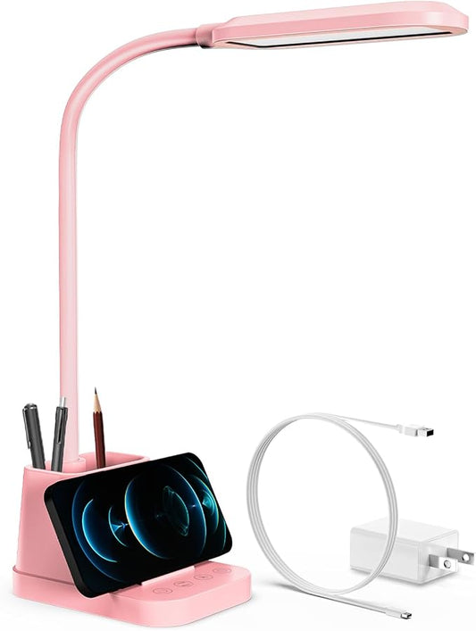 AXX Pink Cute Desk Lamp with USB Charging Port for Kids Teen Girls Women | Kawaii, Small, LED, 650LM, for College Dorm Room Bedrooms, Home Office Accessories, Study Table Essentials by AtAXXwetrulylovereadingandarealwaysexcitedtoexplorenewandcreativelightingdesignsthatbringcomfortandinspirationtoeverypage