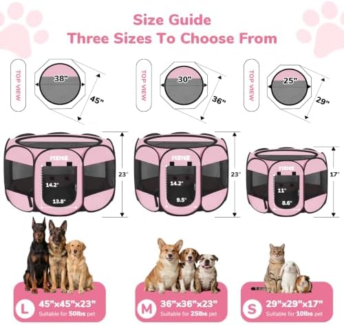 Dog Cat Small Animal Puppy Playpen Crate, Medium, Whole Pink - Image 2