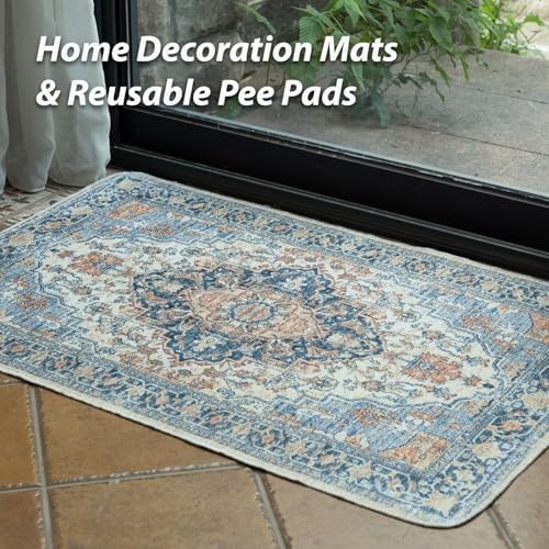 nunubaby Washable Pee Pads for Dogs, Stylish, Non-Slip and Leak-Proof Pee Pads. Reusable Potty Pads for Dogs for Crates and Floors.(Beige/Multi, 48" x48" ) - Image 2