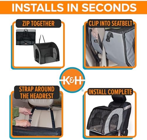 K&H Dog Car Seat, Travel Safety Carrier for Pets, Large, Gray/Black - Image 6