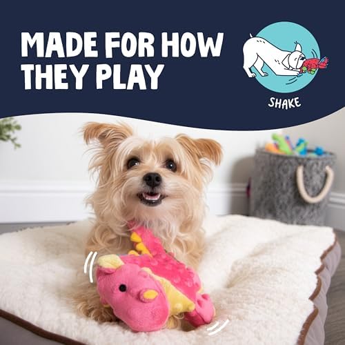 goDog Bubble Plush Dragons Squeaky Dog Toy, Chew Guard Technology - Coral, Small - Image 5