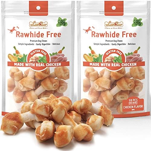 LuvChew Premium Dog Chew Bones for Small Dogs, Rawhide Free, Grain Free, Made with Limited Ingredients, Delicious Mini 18pcs/Pack x 2packs by LuvChew