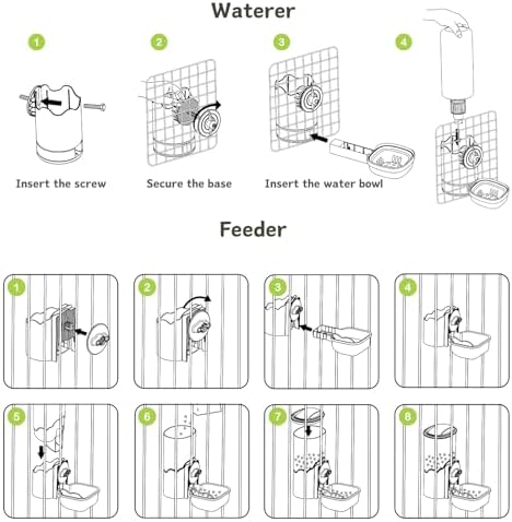 Automatic Pet Food Water Dispenser, Auto Gravity Pet Feeder Water Bottle Set for Cage, Feeding Station for Puppy Kitten Rabbit Guinea Pigs Chinchilla Ferret Hedgehog (Blue) - Image 5