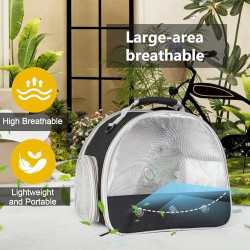 Ventilation Carrier for Bearded Dragon,Guinea Pig Carrier,Guinea Pig Carrier for 2,Reptile Travel Carrier for Lizards Sugar Glider Hedgehog Rat Parrot Birds,Airline Approved Black - Image 7