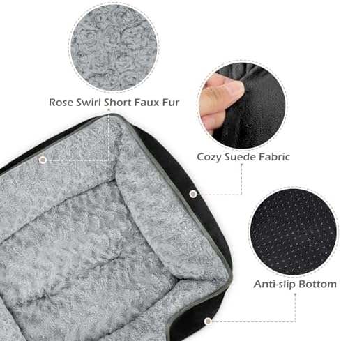 INVENHO Medium Dog Bed Rectangle Washable Orthopedic Soft Calming Sleeping Pet Cuddler with Anti-Slip Bottom - Image 4