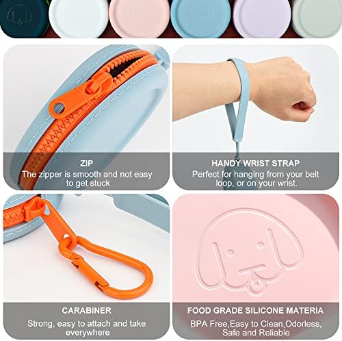 Silicone Dog Treat Pouch Small Bag,2PCS Pet Walking Bag for Dog and Cat,Pocket Size,Easy to Clean,Odorless,Zipper Design,Moisture-proof,Travel Walking Bag,Portable Training Bag. (Sky Blue&Light Pink) - Image 4