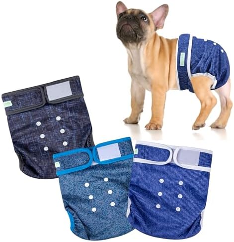 wegreeco XX-Large Dog Diapers Female No Tail Hole, Reusable French Bulldog Diapers Female (Jeans XX-Large) by wegreeco