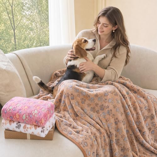LINENLUX Dog Blankets 3-Pack, Super Soft Fluffy Fleece Pet Throw Warm by LINENLUX