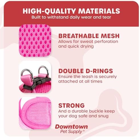 Downtown Pet Supply Step-in Dog Harness – No Pull, Adjustable Padded Mesh with Reflective Trim, Secure Buckle Strap – Comfortable & Breathable Small Dog Harness, X-Small, Pink - Image 4