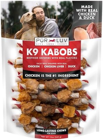 Pur Luv Dog Treats, K9 Kabobs Made with Real Chicken and Duck, 12 Ounces by PurLuv