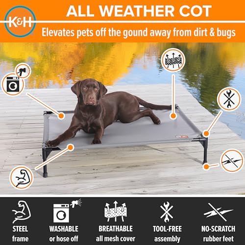 K&H Outdoor Elevated Dog Bed for Medium & Large Pets, Gray, Large 42x30in - Image 2