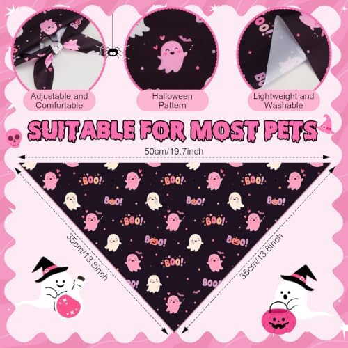Weewooday 50 Pink Halloween Dog Bandana Bulk for Small Dog Lover Gift - Image 3