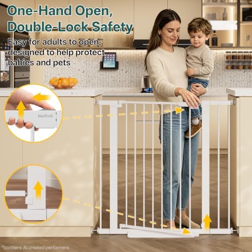 InnoTruth 29.6-39.1 in Wide x 35.5 in High Extra Tall Baby Gate, White - Image 4