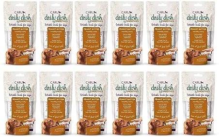 Caru - Daily Dish Smoothies - Lickable Peanut Butter Dog Treat - .5oz Tubes - 4 Pouches Per Pack - Pack of 12 by CARU