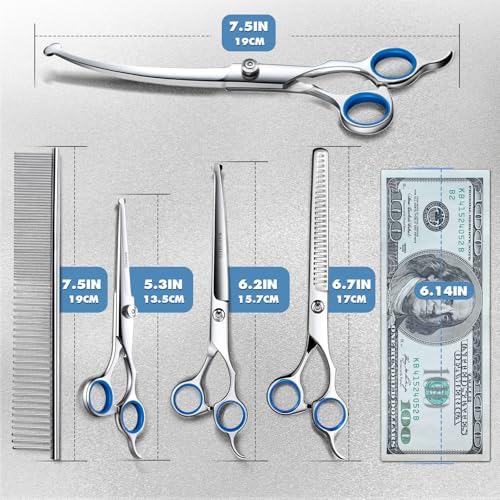 Gimars Titanium Coated Professional 6 in 1 4CR Stainless Steel Dog Grooming Scissors with Safety Round Tip, Heavy Duty Pet Grooming Scissor for Dogs, Cats and Other Animals - Image 3