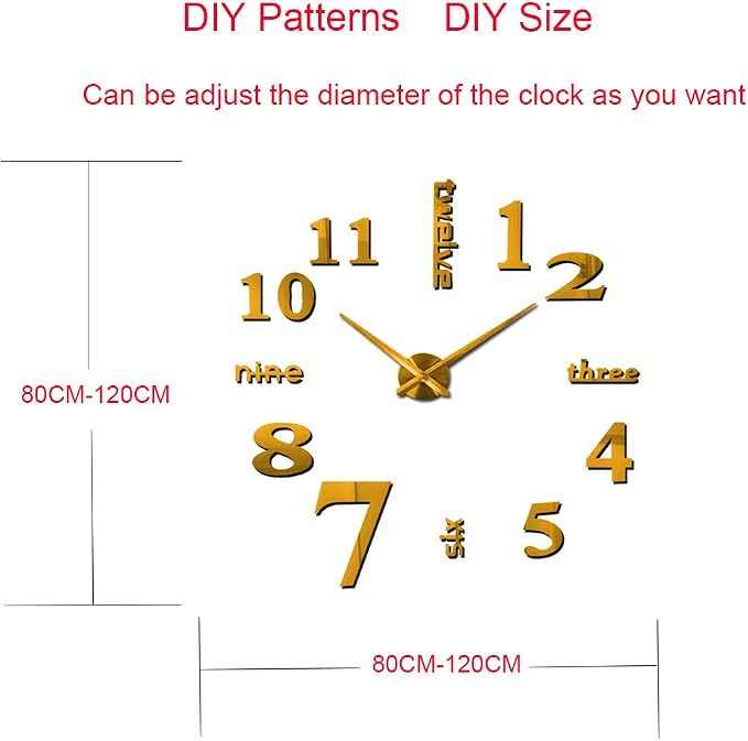FASHION in THE CITY Large Frameless 3D DIY Mirror Surface Wall Clocks Modern Design for Living Room Bedroom Home Office Kids Room Hotel Coffee Hall Bar Wall Decoration - Image 2