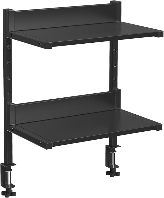 HOOBRO Clamp On Desk Shelf, 2-Tier Desktop Organizer, Space-Saving Desk Shelf with Adjustable Shelves, for Office, Study, Entertainment Accessories, Black BK32SJ01 by HOOBRO