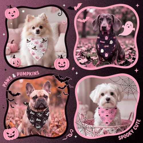 Weewooday 50 Pink Halloween Dog Bandana Bulk for Small Dog Lover Gift - Image 2