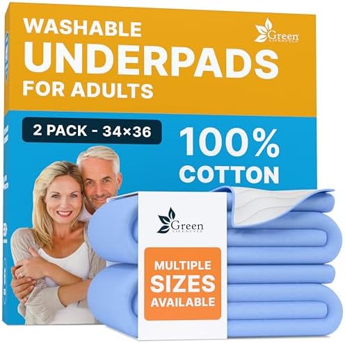 GREEN LIFESTYLE Washable Underpads - Large Bed Pads for use as Incontinence Bed Pads, Reusable Pet Pads, Great for Dogs, Cats, Bunny, Seniors Bed Pad (Pack of 2 - 34x36) by GreenLifeStyle