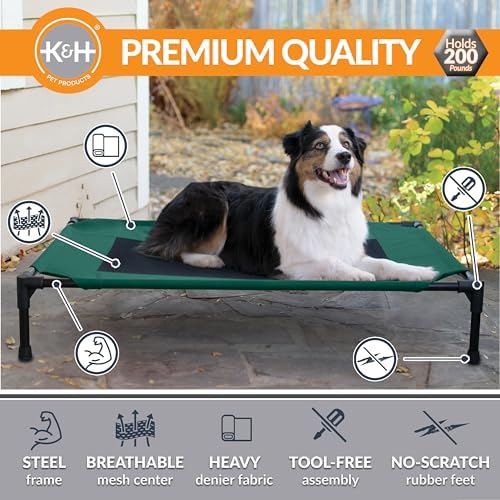 K&H Outdoor Elevated Dog Bed for Medium & Large Pets, Green, Large 42x30in - Image 2