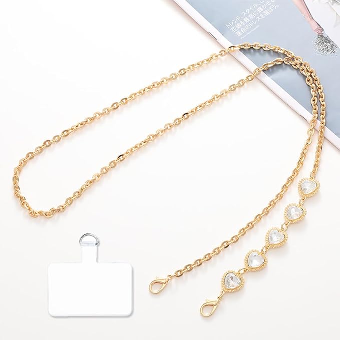 Phone Crossbody Chain Cell Phone Lanyard,Universal Leather+Metal Shouder Strap with Phone Tether Patches (F) - Image 7