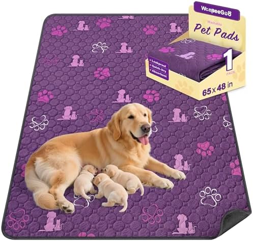 WanpeeGoo Washable Pee Pads for Dogs, Waterproof, 65 x 48 in, 1 Pack, Purp by WanpeeGoo