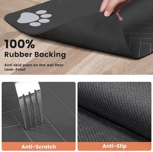Pet Feeding Mat-Absorbent Pet Placemat for Food and Water Bowl, with Waterproof Rubber Backing, Quick Dry Water Dispenser Mat for Dog and Cat (20"x12", Red) - Image 6