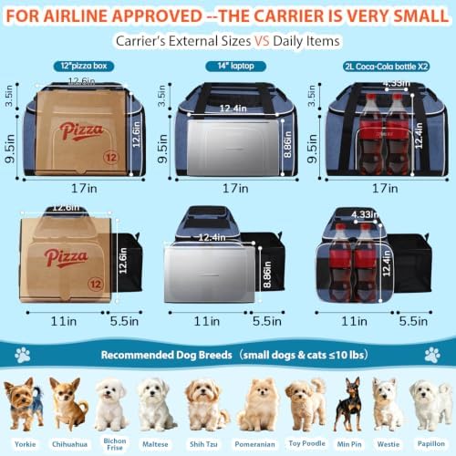 Petskd Top and Side Expandable Small Pet Carrier Airline Approved, Blue - Image 4