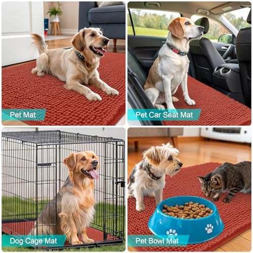 OLANLY Dog Door Mat for Muddy Paws 24x16, Super Absorbent Chenille Mud Mat - Image 7