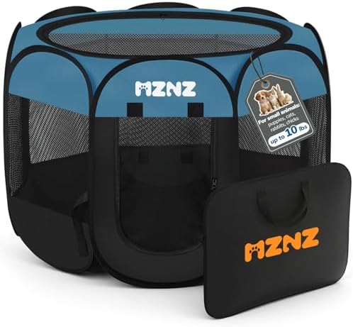 Dog Cat Small Animal Puppy Playpen Crate, Small, Blue Black by MZNZ