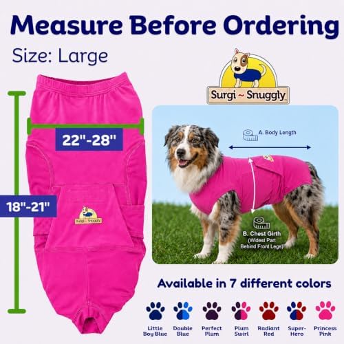 Surgi Snuggly Dog Surgery Recovery Suit, Cone Alternative, Spay/Neuter L - Image 6