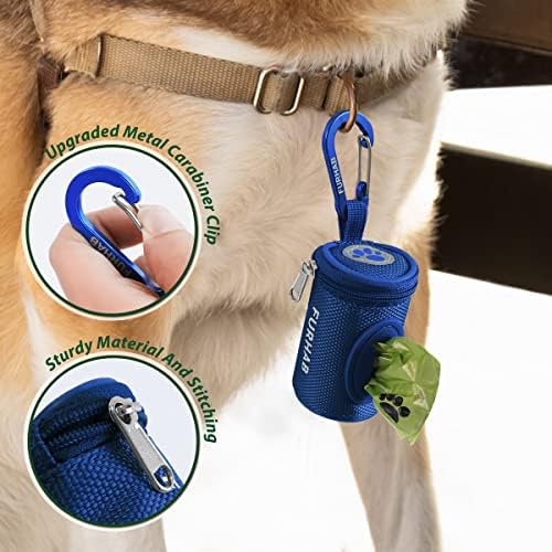 FURHAB Dog Poop Bag Holder for Leash with Carabiner Clip Soft Fabric - Image 2