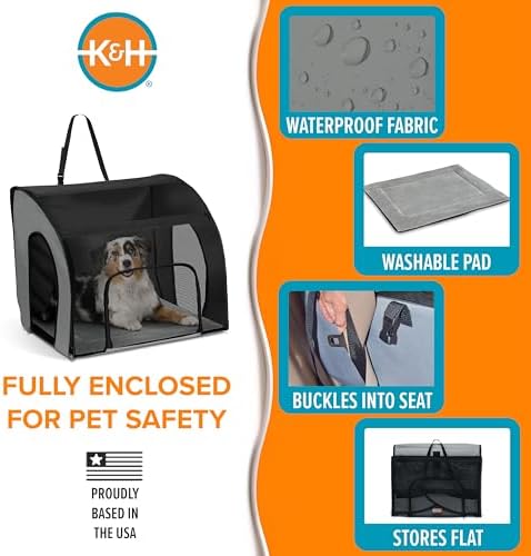 K&H Dog Car Seat, Travel Safety Carrier for Pets, Large, Gray/Black - Image 3