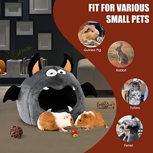Guinea Pig Hideout - Guinea Pig Bed, Halloween Style Small Pet Hides, Ideal Bed for Small Pets, Bat Shape, Dark Gray - Image 4