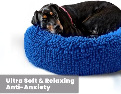 Muddy Mat® Cloud K-9 Bed for Dogs & Cats, Soft & Relaxing Donut Dog Bed, Chenille Material, Removable Cover, Washable & Dryer Safe–Navy Blue Large(40'x40') - Image 6