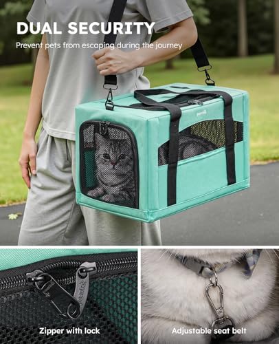Pecute Cat Carrier Stable, Pet Carrier with Privacy Partition,Light Green - Image 3