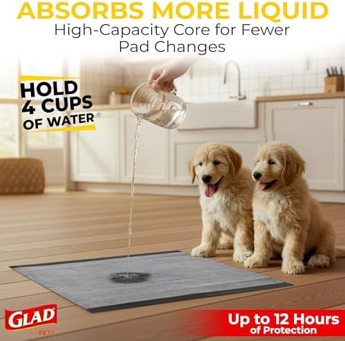 Glad for Pets Black Charcoal Puppy Pads, All-in-One | Puppy Potty Training Pads that Absorb & NEUTRALIZE Urine Instantly | New & Improved Quality Puppy Pee Pads, 14 Count (Pack of 2) - Image 3