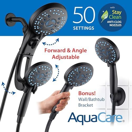 AquaCare 50-mode High Pressure Shower Head Combo with Arm & Dual Power Wash - Image 2