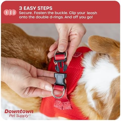 Downtown Pet Supply Step-in Dog Harness – No Pull, Adjustable Padded Mesh with Reflective Trim, Secure Buckle Strap – Comfortable & Breathable Small Dog Harness, Small, Red - Image 5