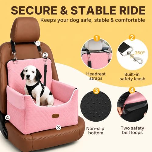 ALL GOOD PET SUPPLIES Dog Car Seat for Small/Medium Dogs Under 35lbs - Image 2