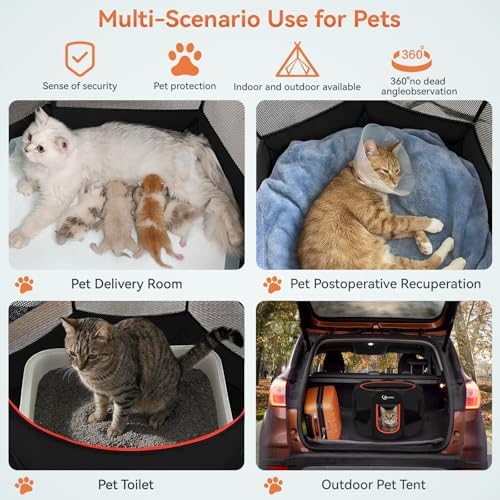 Siedihit Black Dog Cat Playpen, Puppy Pet Playpen Indoor for Small Dog - Image 4