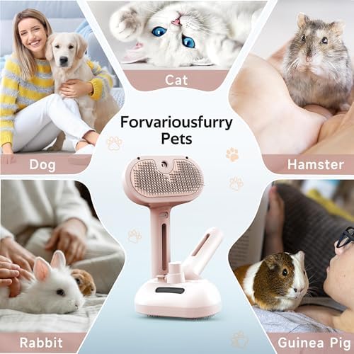 Pet Grooming Brush with Electronic Mist Spray - Gentle Deshedding Tool for Cats & Dogs, Pet Steam Brush，Reduces Shedding, Soft Bristles, Promotes Healthy Coat-Comes with a hair smoothing comb-Red - Image 7