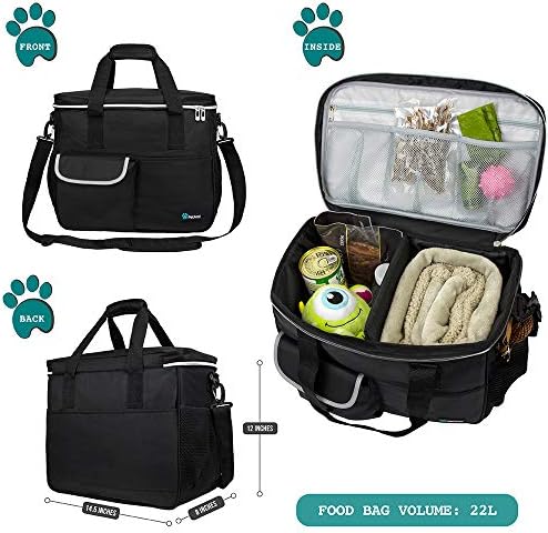 PetAmi Dog Travel Bag Organizer, Pet Supplies Tote Diaper Bag, Black Medium - Image 2