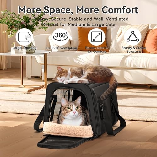 PETSFIT Large Cat Carrier with Patented Safety Buckles,Big Cats Up to 20 lb - Image 5