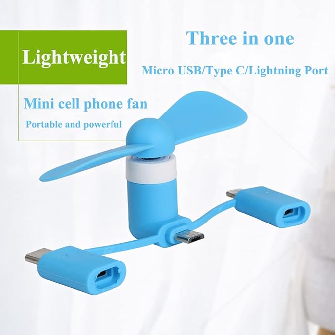 A plus Mini Cell Phone Fan 3-in-1 Mobile Phone Fans Compatible with iPhone/iPad/Android Smartphone/Tablet Fit for Micro USB/Type C/Lightning Port Fan Colorful and Powerful Fans(6-Pack) - Image 6