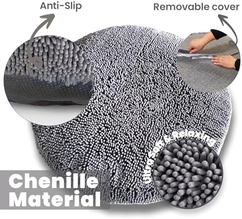 Muddy Mat® Cloud K-9 Bed for Dogs & Cats, Soft & Relaxing Round Dog Bed, Chenille Material, Removable Cover, Washable & Dryer Safe–Grey Large(40'x40') - Image 2