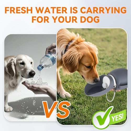 Dog Water Bottle 27 OZ Large Capacity Dog Travel Water Bottle with Drinking Trough Pet Drinking Feeder for Outdoor Walking/Hiking/Travel, Grey - Image 2