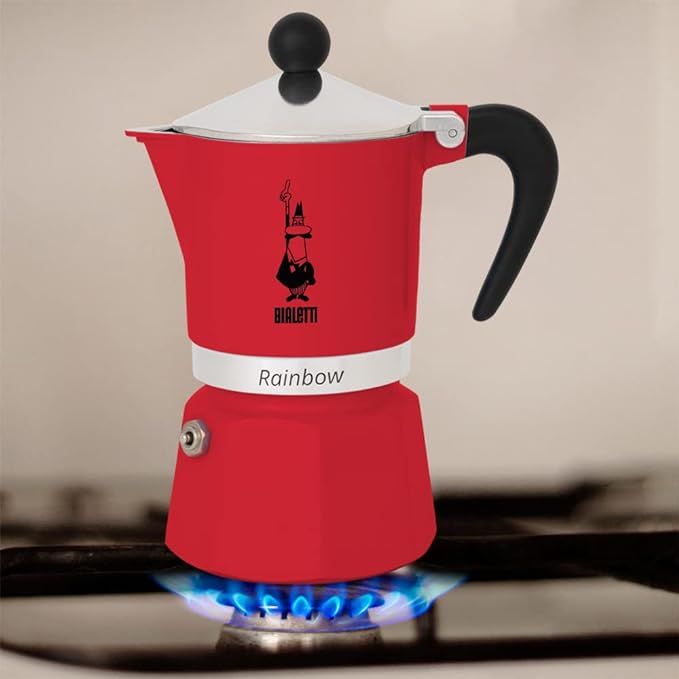 Bialetti Rainbow Moka Pot in Red, 6 Cup Stove Top Espresso Maker - Aluminum Cafetera for Ground Coffee, Italian Coffee Maker for Home Brewing - Image 3