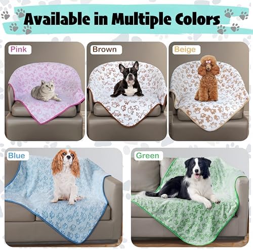 Stuffed Brown Small Premium Soft Dog Blanket, with Flannel Cute Paw Print, 24 * 32 inches, Newborn Cat Blanket Puppy Pads Supplies Dog Products Stuff Essentials - Image 4